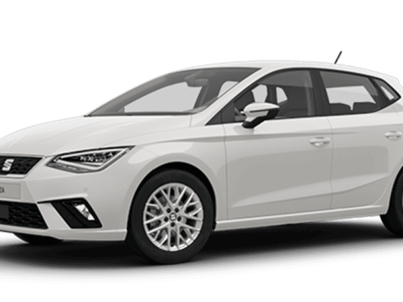 Compacte voiture blanche, cinq portes, jantes en alliage, design moderne.