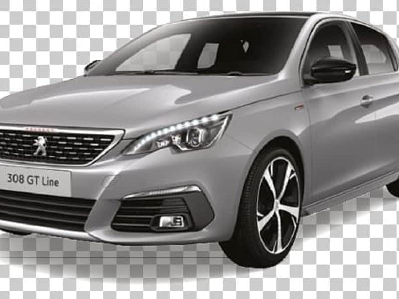 Voiture grise compacte hatchback, jantes en alliage, design moderne, phares élégants.